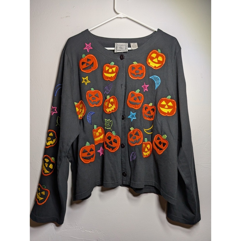 Michael Simon Lite Halloween Pumpkin‎ Sweater Plus Size 2X